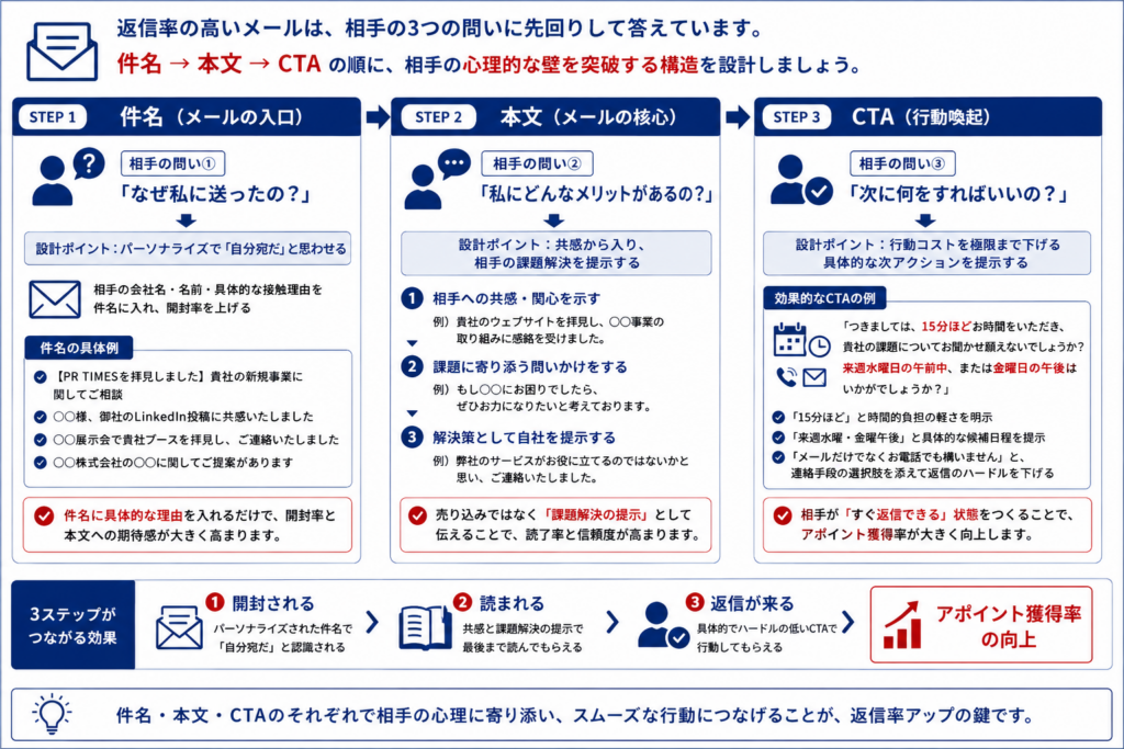 インサイドセールスメールで返信率を高める件名・本文・CTAの設計フロー